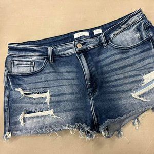KanCan Buckle Distressed Shorts